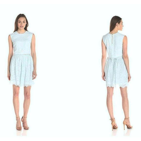 NEW Lark & Ro Womens ICE BLUE SCALLOP LACE Sleeveless 2PC SKIRT TOP Dress SZ 12 - Picture 3 of 8